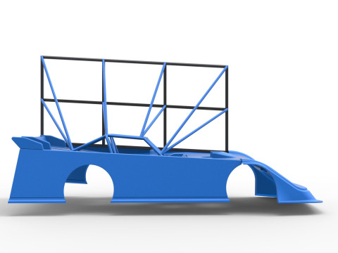 Shell of Super Dirt Late model with side wing Scale 1 to 25 Modello di stampa 3D
