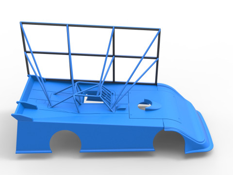 Shell of Super Dirt Late model with side wing Scale 1 to 25 Modello di stampa 3D