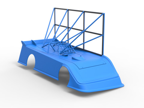 Shell of Super Dirt Late model with side wing Scale 1 to 25 Modello di stampa 3D