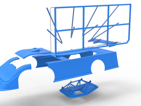 Shell of Super Dirt Late model with side wing Scale 1 to 25 3D Print Model