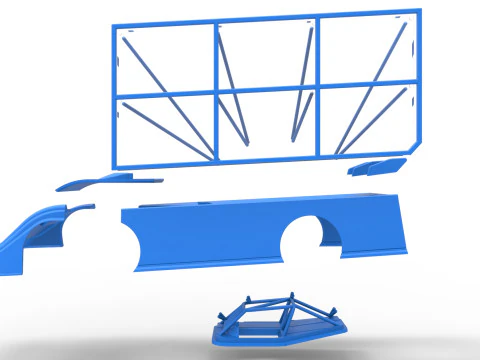 Shell of Super Dirt Late model with side wing Scale 1 to 25 3D Print Model