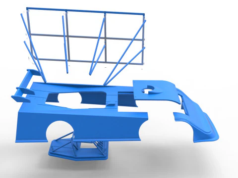 Shell of Super Dirt Late model with side wing Scale 1 to 25 3D Print Model