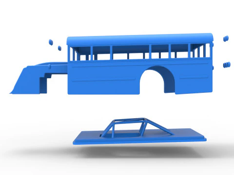 Shell of Outlaw Figure 8 Modified stock car as School bus Scale 1 to 25 3D Print Model