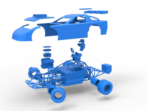 New Zealand Super Saloon race car while turning Scale 1 to 25 3Dプリントモデル