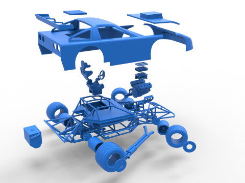 New Zealand Super Saloon race car while turning Scale 1 to 25 3Dプリントモデル
