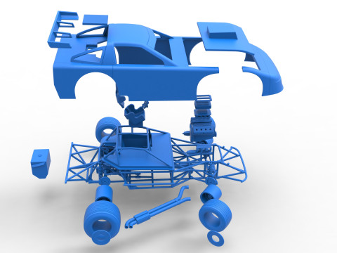 New Zealand Super Saloon race car while turning Scale 1 to 25 3Dプリントモデル