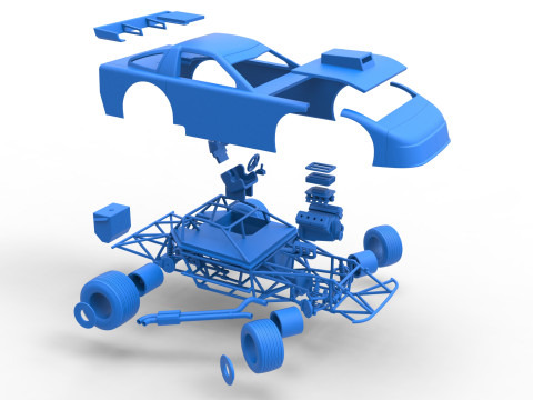 New Zealand Super Saloon race car while turning Scale 1 to 25 3Dプリントモデル