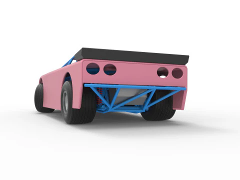 Carro de corrida Super Saloon da Nova Zel&acirc;ndia enquanto gira a vers&atilde;o 2, escala 1 a 25 Modelo de Impressão 3D