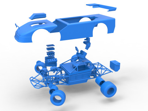 New Zealand Super Saloon race car while turning Version 2 Scale 1 to 25 3Dプリントモデル