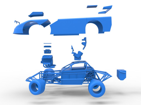 New Zealand Super Saloon race car while turning Version 2 Scale 1 to 25 3Dプリントモデル