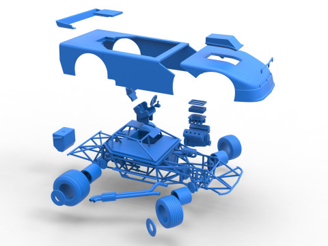 New Zealand Super Saloon race car while turning Version 2 Scale 1 to 25 3Dプリントモデル