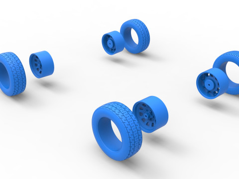 Wheel Set of New Zealand Superstock car Scale 1 to 25 3D Baskı Modeli