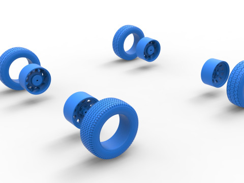 Wheel Set of New Zealand Superstock car Scale 1 to 25 3D Baskı Modeli