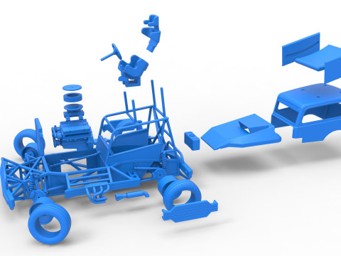 New Zealand Superstock car while turning Scale 1 to 25 3D-printmodel