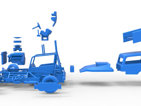 New Zealand Superstock car while turning Scale 1 to 25 3D-printmodel