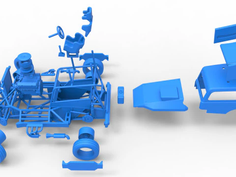 New Zealand Superstock car while turning Scale 1 to 25 3D Print Model