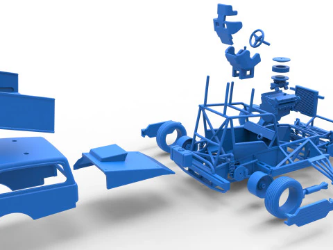 New Zealand Superstock car while turning Scale 1 to 25 3D Print Model