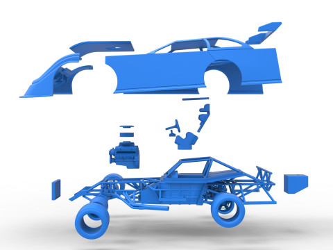Super Dirt Late model for Pavement Scale 1 to 25 Modèles 3D en vedette