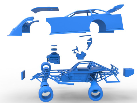 Super Dirt Late model for Pavement while turning Scale 1 to 25 3D Print Model