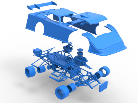Super Dirt Late model for Pavement while turning Scale 1 to 25 3D Print Model