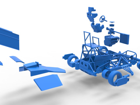 New Zealand Superstock car while turning Version 2 Scale 1 to 25 3D Print Model