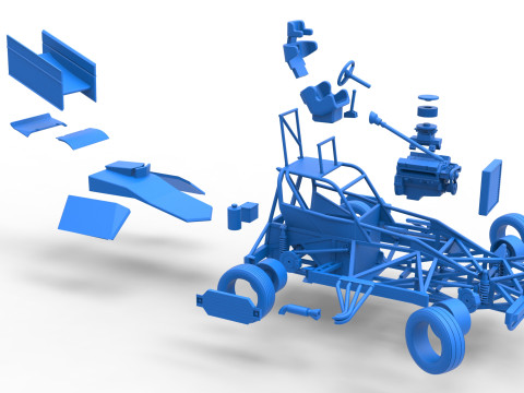 New Zealand Superstock car while turning Version 2 Scale 1 to 25 3D Print Model