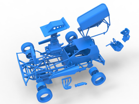 BriSCA Formula 1 Stock Car for Dirt Scale 1 to 25 3D Принт Модель