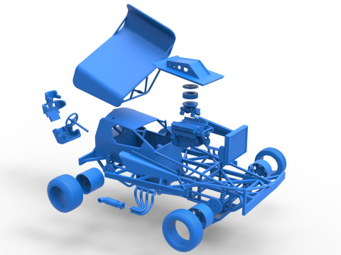 BriSCA Formula 1 Stock Car for Dirt Scale 1 to 25 3D Принт Модель
