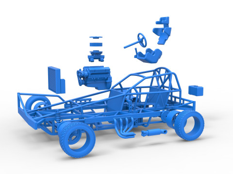 BriSCA Formula 1 Stock Car Base for Dirt Scale 1 to 25 3Dプリントモデル