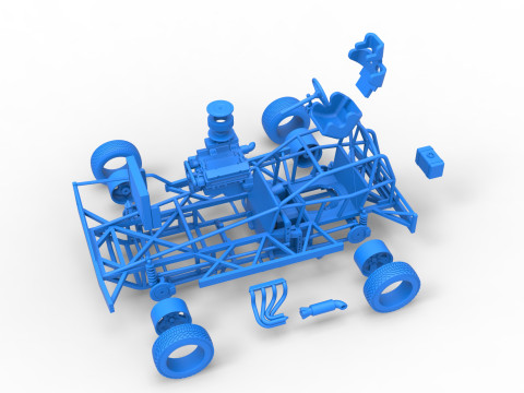 BriSCA Formula 1 Stock Car Base for Dirt Scale 1 to 25 3Dプリントモデル