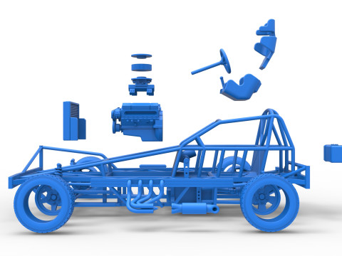 BriSCA Formula 1 Stock Car Base for Dirt Scale 1 to 25 3Dプリントモデル
