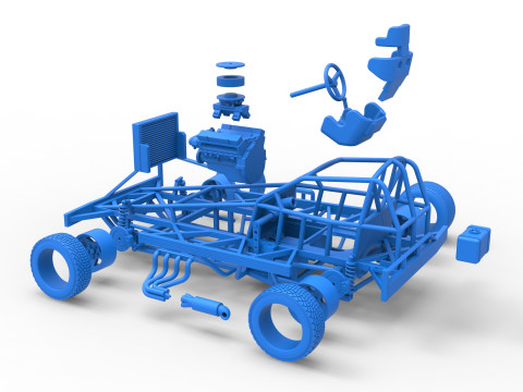 BriSCA Formula 1 Stock Car Base for Dirt Scale 1 to 25 3Dプリントモデル