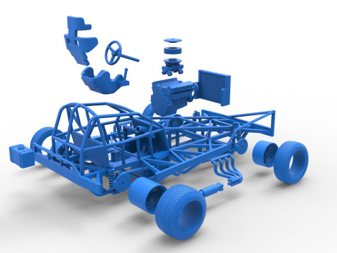 BriSCA Formula 1 Stock Car Base for Dirt Scale 1 to 25 3Dプリントモデル