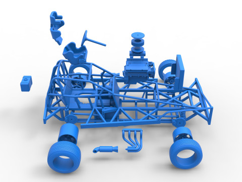 BriSCA Formula 1 Stock Car Base for Dirt Scale 1 to 25 3Dプリントモデル