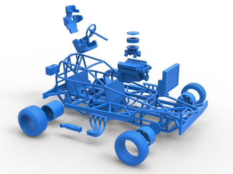 BriSCA Formula 1 Stock Car Base for Dirt Scale 1 to 25 3Dプリントモデル
