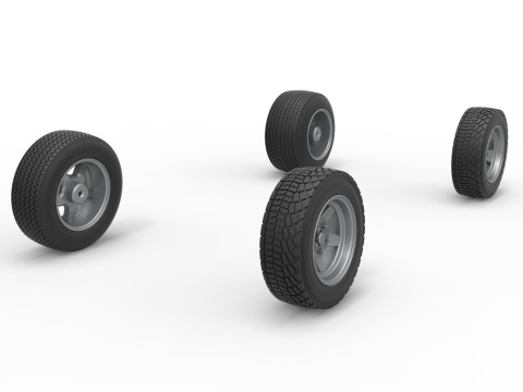 Wheel set of BriSCA Formula 1 Stock Car for Dirt Scale 1 to 25 3D Принт Модель