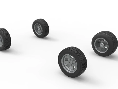 Wheel set of BriSCA Formula 1 Stock Car for Dirt Scale 1 to 25 3D Print Model