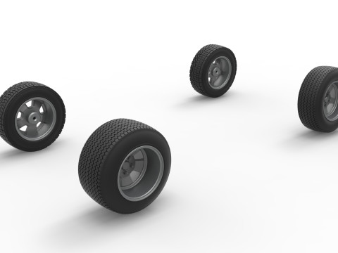 Wheel set of BriSCA Formula 1 Stock Car for Dirt Scale 1 to 25 3D Принт Модель