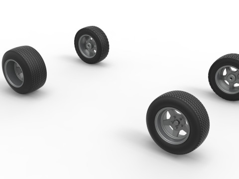 Wheel set of BriSCA Formula 1 Stock Car for Dirt Scale 1 to 25 3D Принт Модель