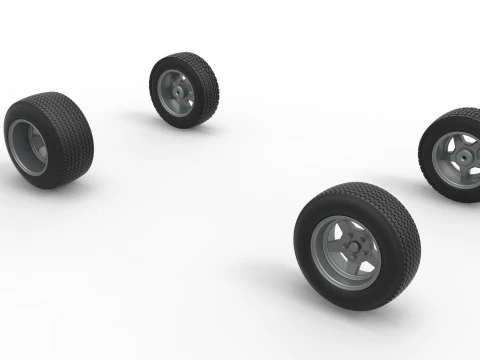 Wheel set of BriSCA Formula 1 Stock Car for Dirt Scale 1 to 25 3D Print Model