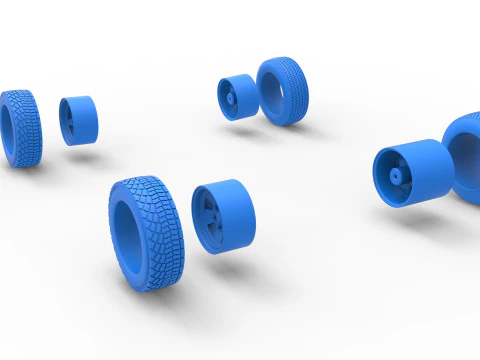 Wheel set of BriSCA Formula 1 Stock Car for Dirt Scale 1 to 25 3D Print Model