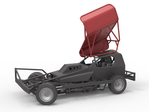 BriSCA Formula 1 Stock Car for Dirt while turning Scale 1 to 25 3D 打印模型
