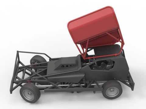 BriSCA Formula 1 Stock Car for Dirt while turning Scale 1 to 25 3D Print Model