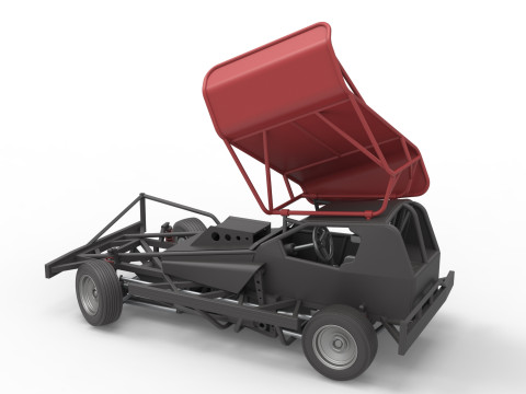 BriSCA Formula 1 Stock Car for Dirt while turning Scale 1 to 25 Modèles 3D en vedette