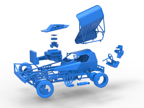 BriSCA Formula 1 Stock Car for Dirt while turning Scale 1 to 25 Modèles 3D en vedette
