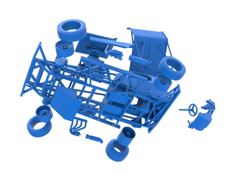 BriSCA Formula 1 Stock Car for Dirt while turning Scale 1 to 25 Modèles 3D en vedette