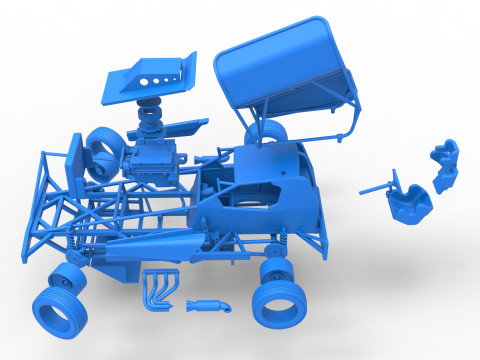 BriSCA Formula 1 Stock Car for Dirt while turning Scale 1 to 25 Modèles 3D en vedette