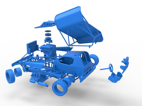 BriSCA Formula 1 Stock Car for Dirt while turning Scale 1 to 25 Modèles 3D en vedette
