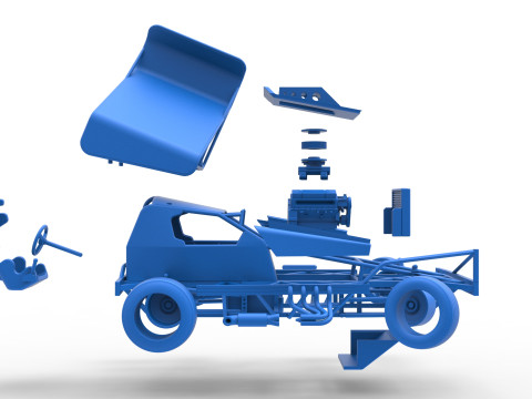 BriSCA Formula 1 Stock Car for Dirt while turning Scale 1 to 25 Modèles 3D en vedette