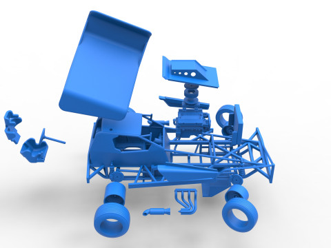 BriSCA Formula 1 Stock Car for Dirt while turning Scale 1 to 25 Modèles 3D en vedette